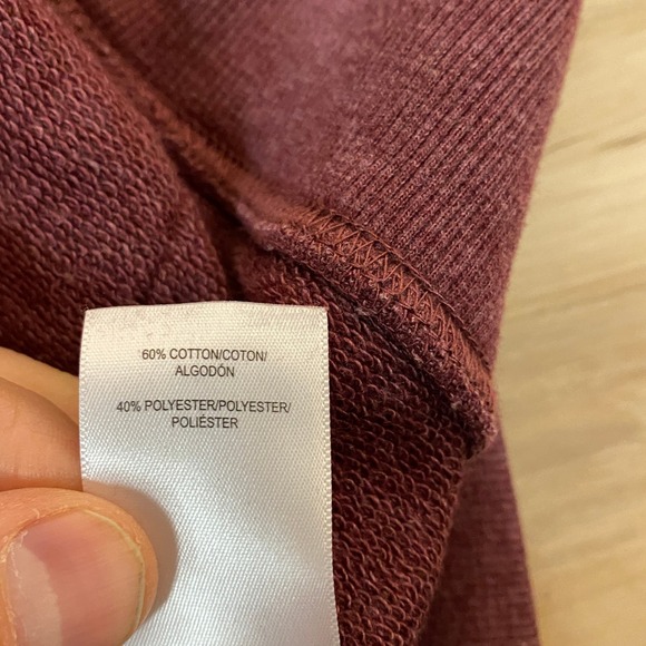 Lucky Brand Hoodie Mens Large Burgundy Pullover Sweatshirt Venice Burnout - Picture 7 of 8